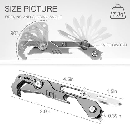 GIRIAITUS 7 in 1 EDC Multitool Camping Accessories with Wrench Folding Knife Screwdriver Bottle Opener Ruler Car Window Breaker Seatbelt Cutter Outdoor Fishing Camping Pocket Multi Tool Gifts for Men