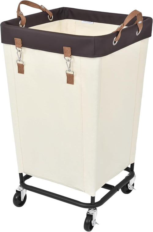 StorageWorks 160L Laundry Basket with Wheels, Large Rolling Hampers for Clothing Organizer, Dirty Clothes Basket for Hotel, Home, Closet, Dorm, Beige