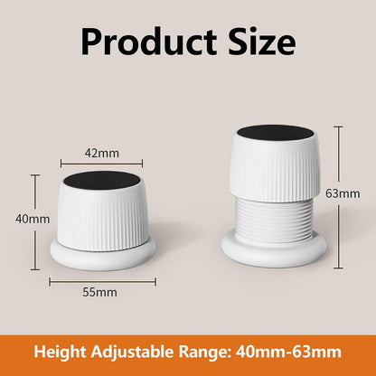 SagaSave 4 Pieces Adjustable Furniture Risers Bed Risers 4-6.3cm Non-Slip Risers for Sofa Bed Table Chair Risers (White)