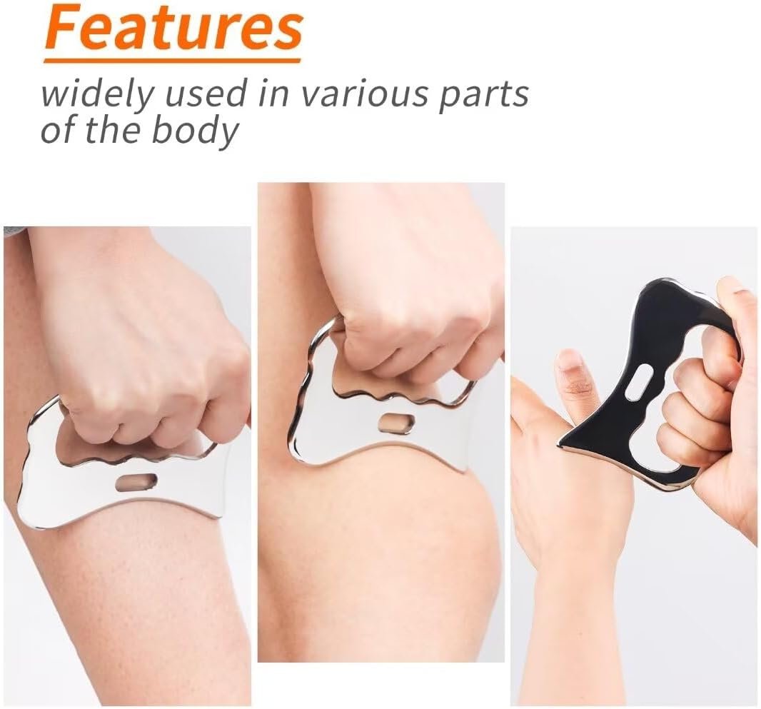 Rylpoint Guasha Massage Tool, Grade Stainless Steel Scraping Tool for Soft Tissue Upgrade Physical Therapy Stuff,Used for Back, Legs, Arms,Neck,Shoulder, Gua sha Tool