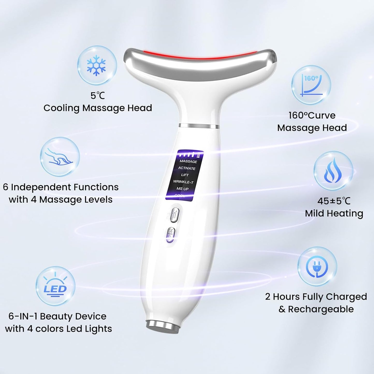 Xkimos Face Massager with Cooling Modes,Ideal Mothers Day Gift,6 Skin Modes Skin Care Tools with 4 Light Sources, Red Light Therapy with EMS Microcurrent, at-Home Anti Cellulite Massager Face Sculpting Tool,Gifts for Mum