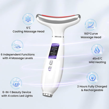 Xkimos Face Massager with Cooling Modes,Ideal Mothers Day Gift,6 Skin Modes Skin Care Tools with 4 Light Sources, Red Light Therapy with EMS Microcurrent, at-Home Anti Cellulite Massager Face Sculpting Tool,Gifts for Mum