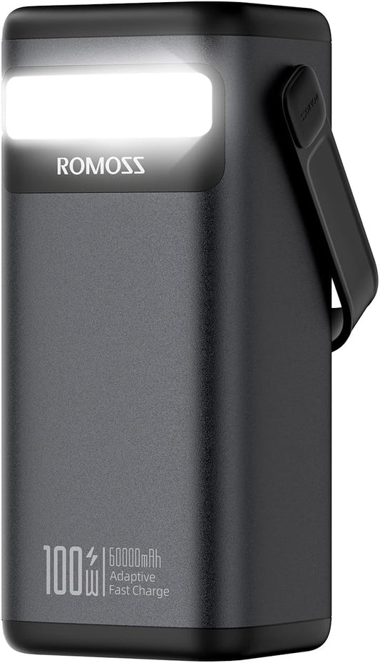 ROMOSS PMT60 60000mAh Two-Way 100W Fast Charge Power Bank, Long Lasting 20V Portable Power Station with Illumination, USB C Portable Charger for Laptop, iPhone, iPad, Samsung, Drone and More Devices