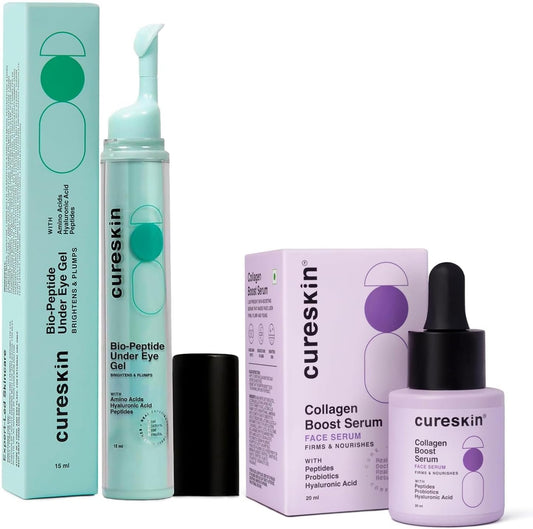 C..u..r..e.s.k.i.n. A.n.t.i. Aging Combo | Anti Aging Cream for Women | Collagen Boost Hyaluronic Acid Serum for Face | Under Eye Cream for Men and Women | Dark Circles Removal