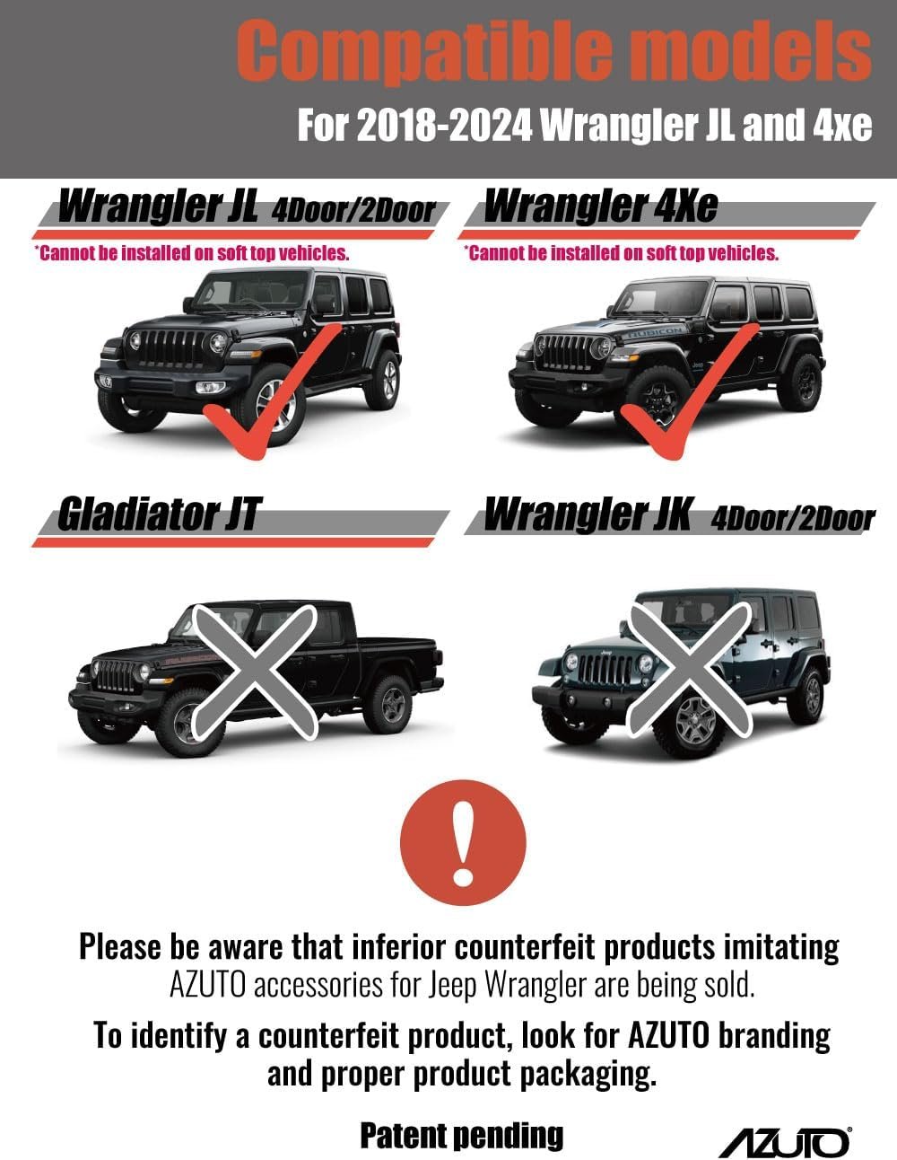 AZUTO Rear Defogger Cable Cover for Jeep Wrangler (JL) / Wrangler 4xe 2018-2025 Wrangler Interior Accessories