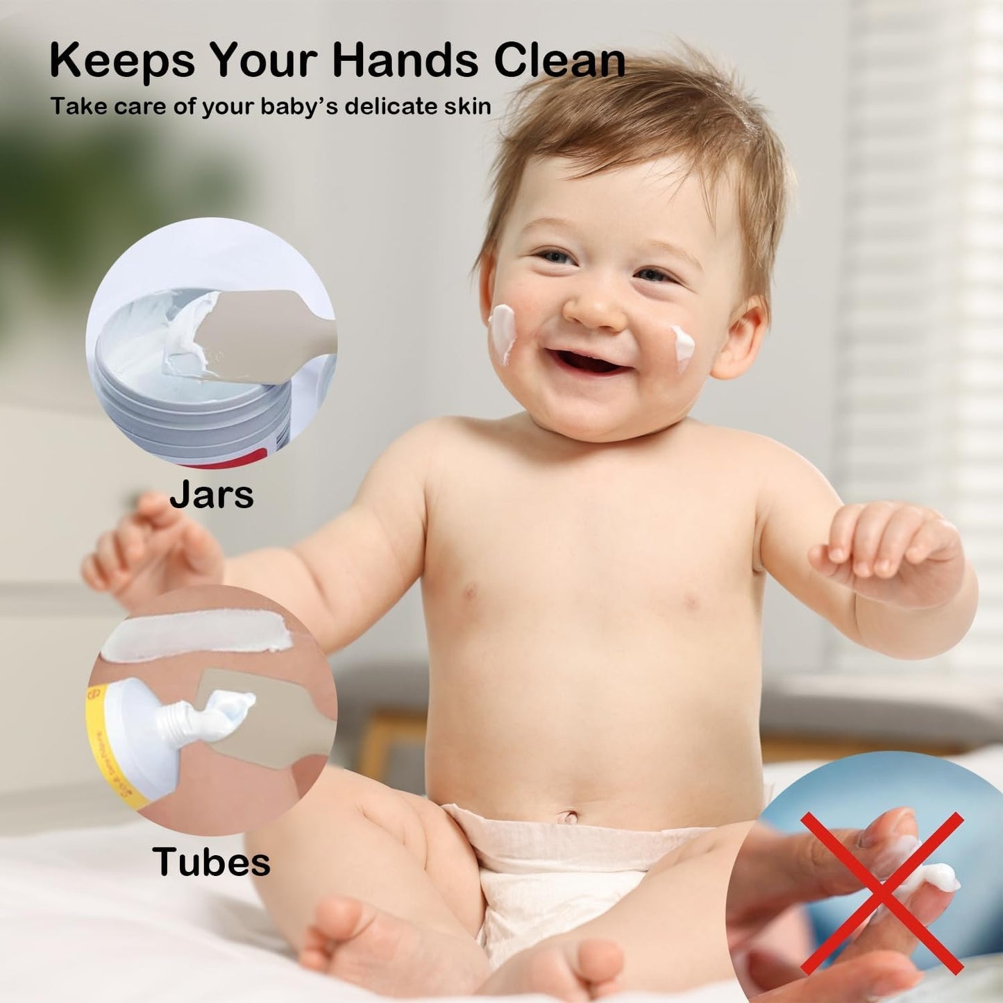 2 Pack Baby Diaper Cream Spatula - Baby Diaper Rash Cream Applicator for Butt Paste Diaper Cream - Diaper Cream Brush for Newborn Baby Essentials (Brown)