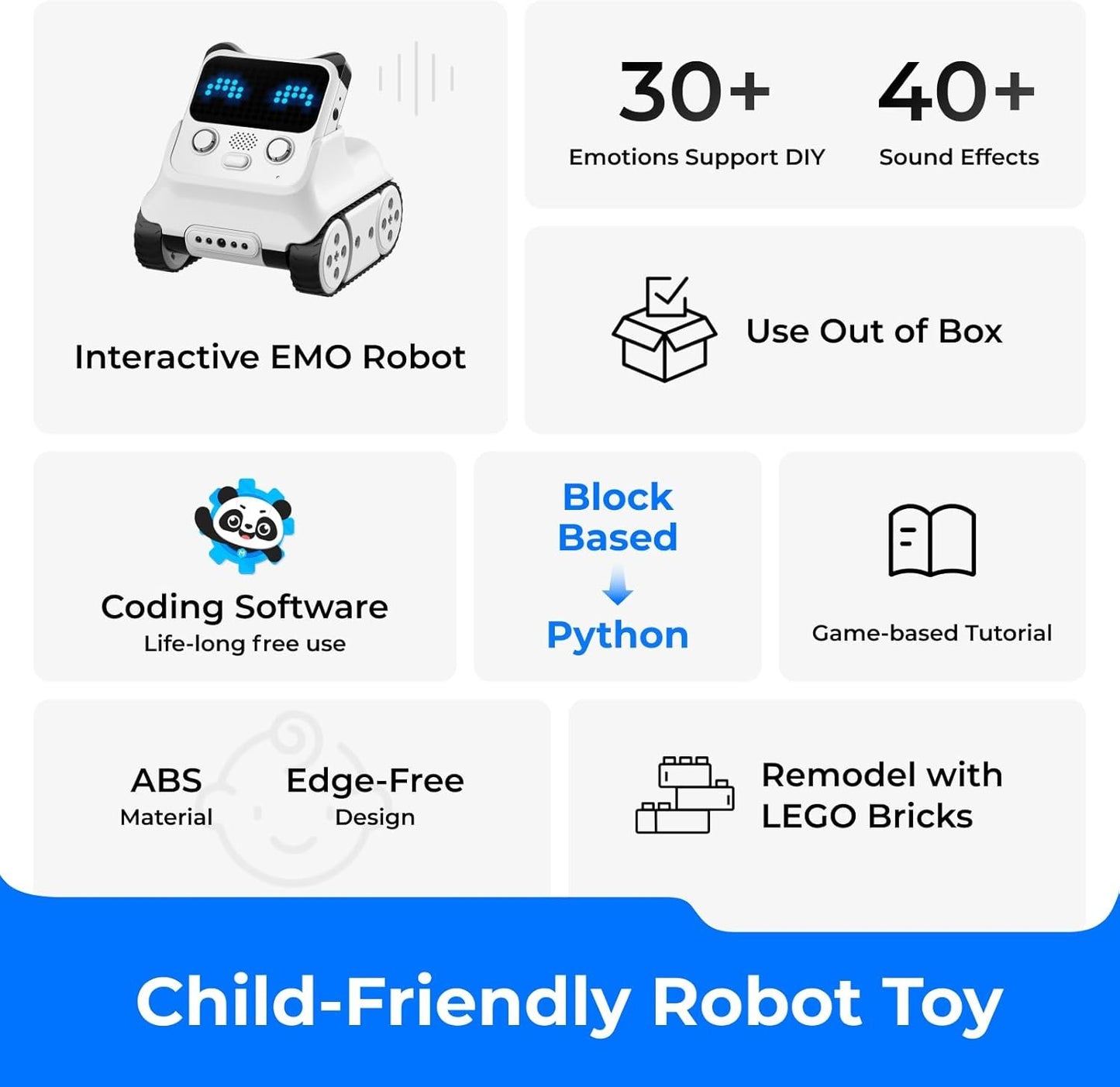 Makeblock Codey Rocky Robot Toy, Programmable and Interactive Emo Robot for Kids 6+, STEM Learning Educational Toys Support Scratch Python Programming, Rechargeable Smart Coding Robot Gift for Kids
