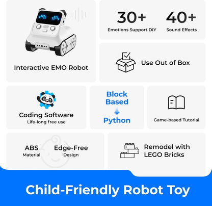 Makeblock Codey Rocky Robot Toy, Programmable and Interactive Emo Robot for Kids 6+, STEM Learning Educational Toys Support Scratch Python Programming, Rechargeable Smart Coding Robot Gift for Kids
