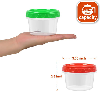 EONJOE 8 oz Small Freezer Containers with Lids Stackable Plastic Food Storage Container 1 Cup Meal Prep Bowls Airtight Dishwasher Safe,12-pack