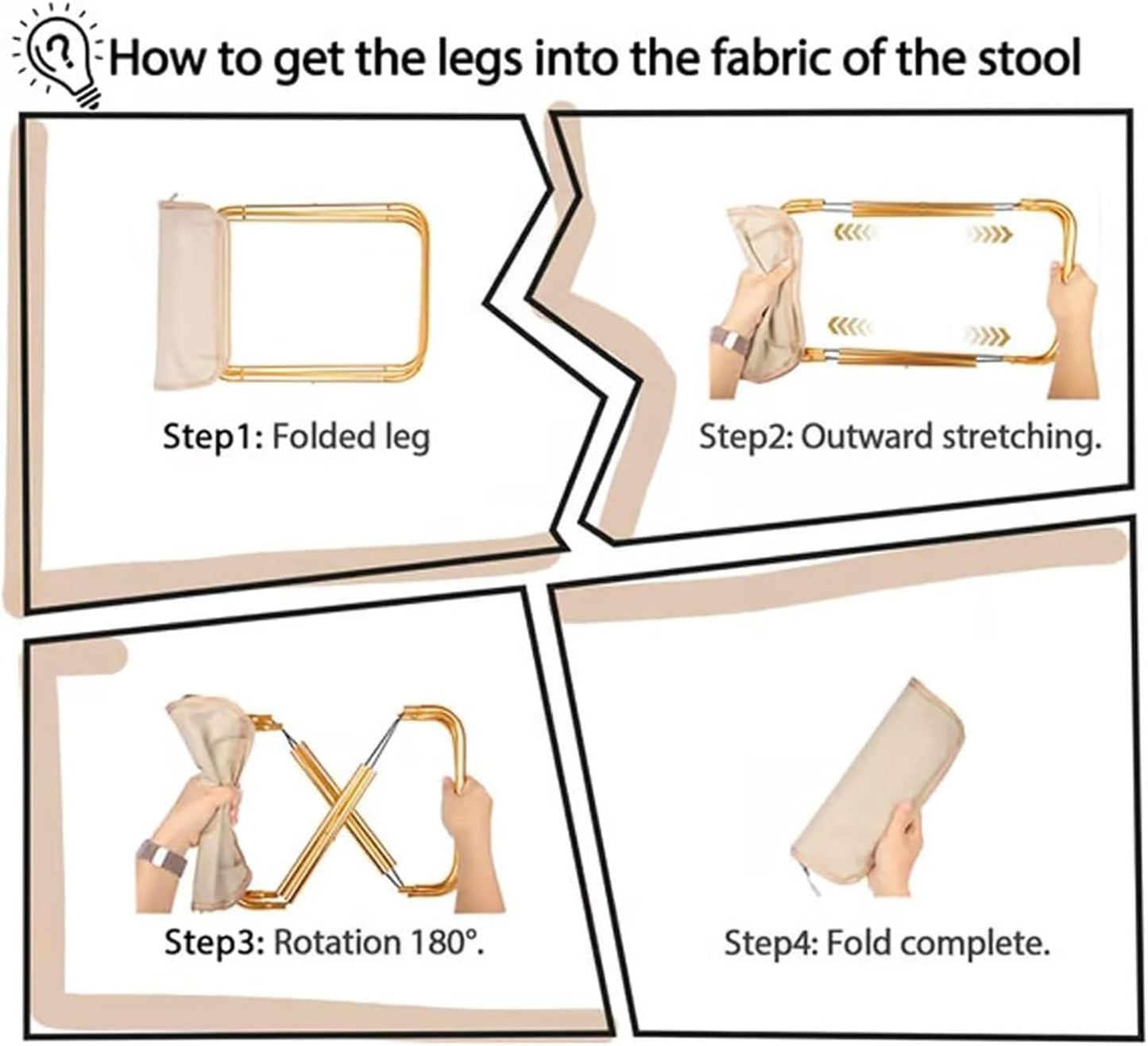 Mountaineering and Hiking Portable Stool (10.2 * 10.2 * 9.1 In),Outdoor Folding Camping Stools, Portable Camping Stool, Upgraded Foldable Design, Hold up to 330 Lbs,For Outdoor Travel,Beach (Khaki-B)