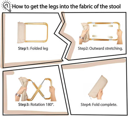 Mountaineering and Hiking Portable Stool (10.2 * 10.2 * 9.1 In),Outdoor Folding Camping Stools, Portable Camping Stool, Upgraded Foldable Design, Hold up to 330 Lbs,For Outdoor Travel,Beach (Khaki-B)