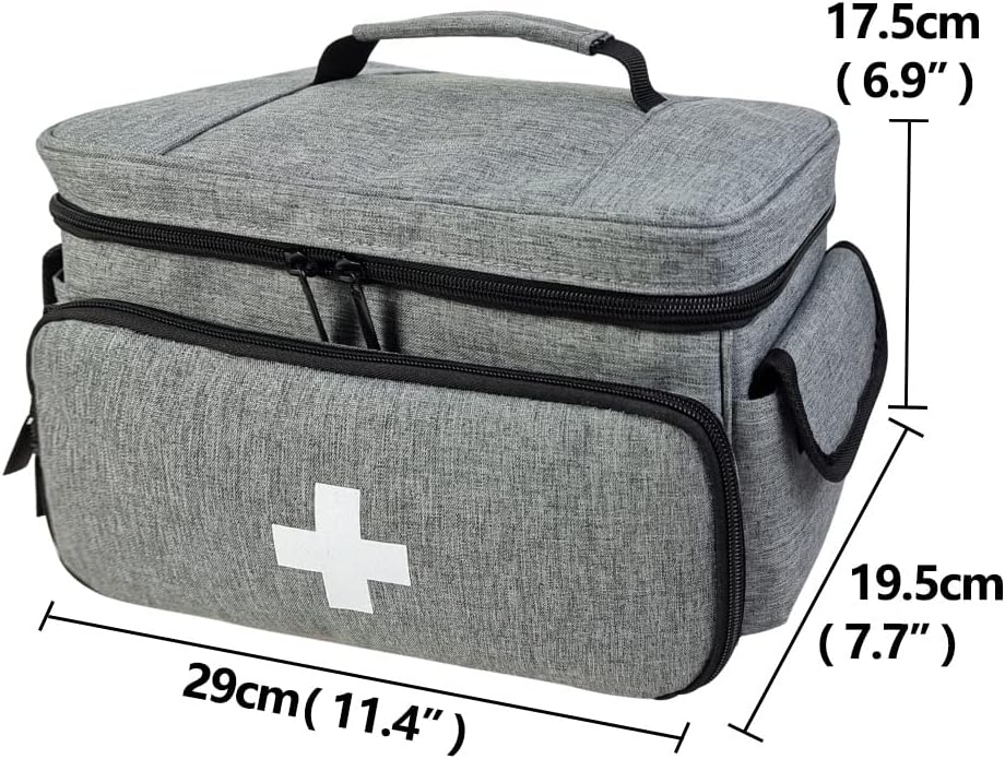 Medical Trauma Bag, Medical Equipment Bag Empty with Adjustable Divider, Nonslip Bottom, Removable Shoulder Strap, Water-Resistant Home Health Nurse Bag for Nurse, Physical Therapists, Gray