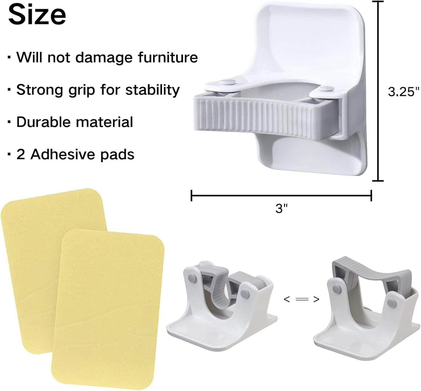 Broom Mop Holder, Multi-Use Gripper, Broom Holder Wall Mount Self Adhesive No Drilling Super Anti-Slip, Durable Mop Grippers for Home, Bathroom, Kitchen, Garden, Garage(2PCS White)