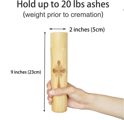 Set of 4 Small Bamboo Scattering Urns Tube for Human Ashes, ECO & Biodegradable Friendly Bamboo Spreading Cremation Tube Urn for Male Female Pet Ashes(Cross)