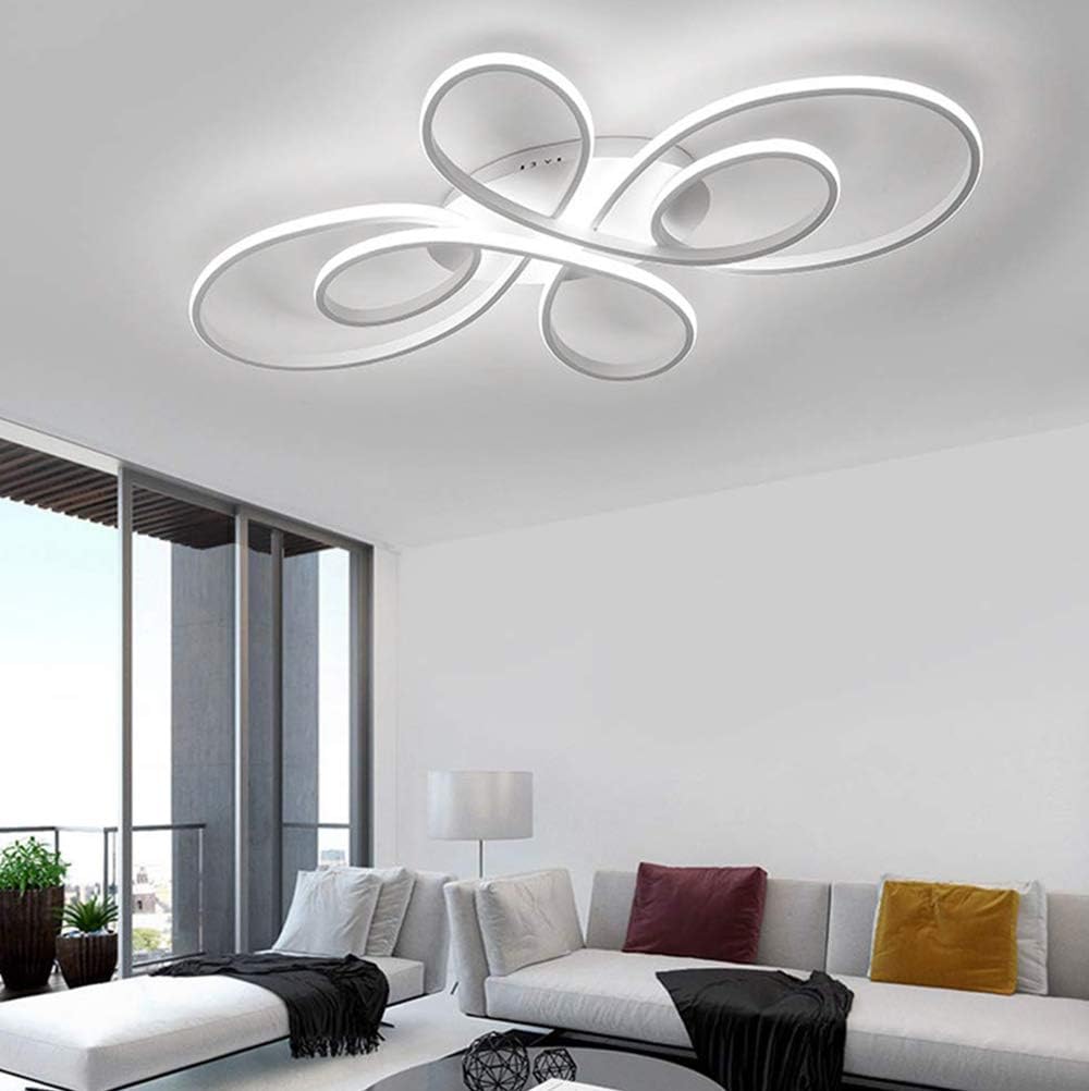 Lampada da Soggiorno a LED da Soffitto Camera Plafoniera Dimmerabile con Telecomando per Sala da Pranzo Lampadari Moderno Design Floreale Acrilico da Letto Stanza delle Ragazze Luci Decor (Bianca)