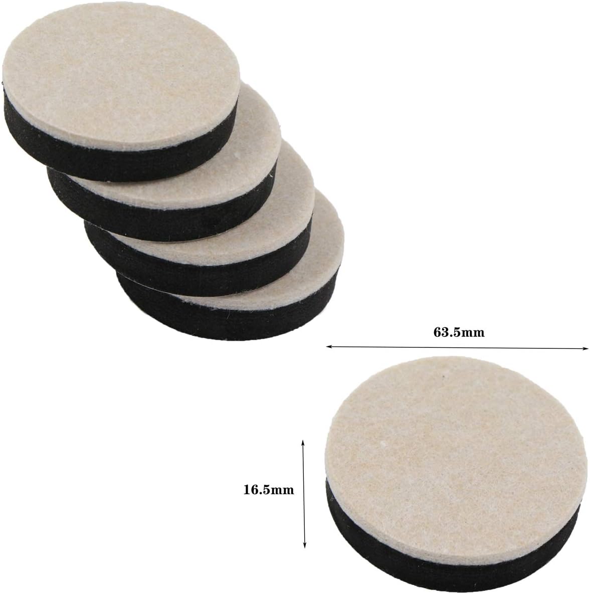 Table Bed Furniture Risers - Set of 4 Pieces Diameter 63.5 mm Height 16.5 mm Round Foot for Beds, Sofas, Wardrobes, Raised Feet Higher Height Resistance to Wear, Self-Adhesive, Sturdy.