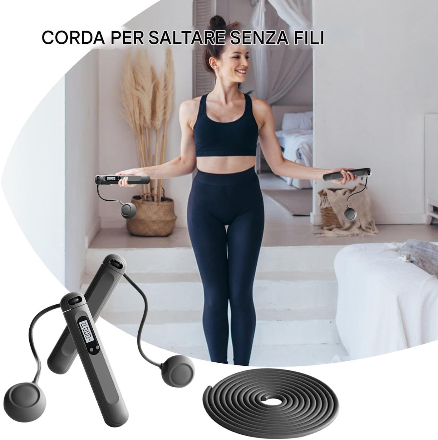 Cordless Jump Rope, Adjustable Fitness Trainer, Non-Slip Handle Workout Tool, 15.3x2.8cm Tangle- Exercise Gear for Home, Gym, Travel, Cardio Training Jump Rope