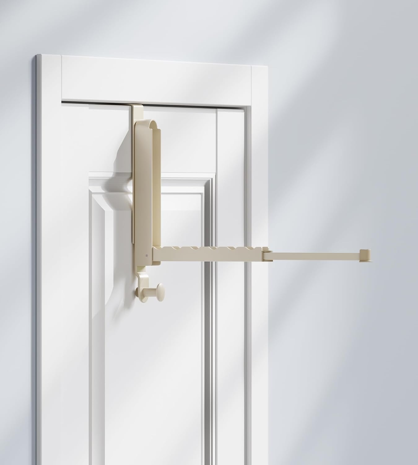 CHAUNCEY HOME Foldable Over The Door Drying Racks for Laundry, Collapsible Over Door Hooks Coat Wreath Garland Rack Clothes Hanger - Bathroom Accessories and Towel Rack Ivory White