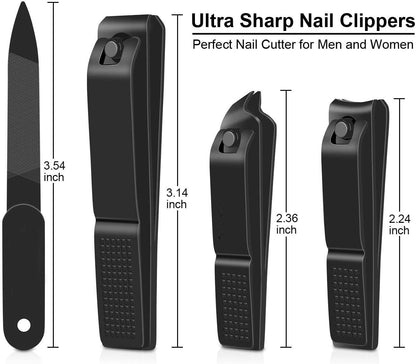 Nail Clippers,T Tersely Nail Clipper Set & Nail Trimmer, 4PCS Nail Cutter Set, Manicure Set, Pedicure Kit,Manicure Kit,Sharp Straight & Curved & Slant Cutting Blades Nail Kit,Perfect for Toenail, Fingernail & Ingrown Nail with Metal Case