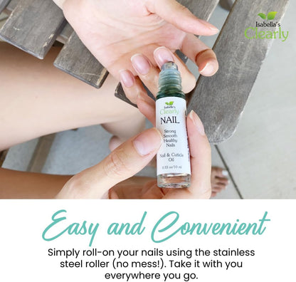 Isabella's Clearly NAIL and Cuticle Oil for Strong Nails and Soft Cuticles | Strengthening Roll On Nail Oil with Tea Tree, Jojoba and Blue Tansy to Repair and Nourish | Natural Essential Oil Blend