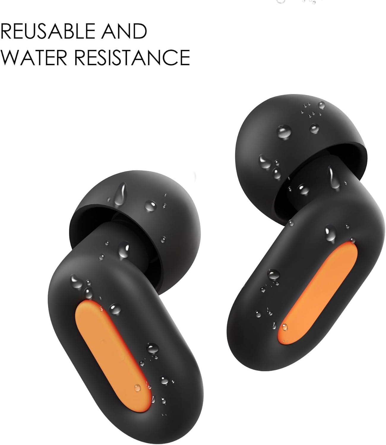 FIKISFA Ear Plugs for Sleeping - 35dB Noise Reducing, Baby-Safe Level Silicone, Custom Fit (8 Tips in XS/S/M/L) - Track-Orange Design for Sleep, Travel, Focus & Concerts