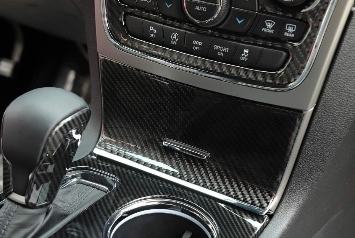 YOCTM For Jeep Grand Cherokee 2016 2017 2018 2019 2020 2021 Interior Accessories Gear Shift Cup Holder Cover Real Carbon Fiber Cup Holder Center Console Trim