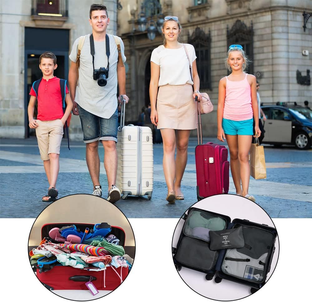 OSDUE Luggage Organizer, 6 Pieces Travel Cube System, Separators Travel Pouches, Travel Organizers, Clothing Underwear Footwear Organizers Sacks Storage Suitcase Set, Black-6pcs