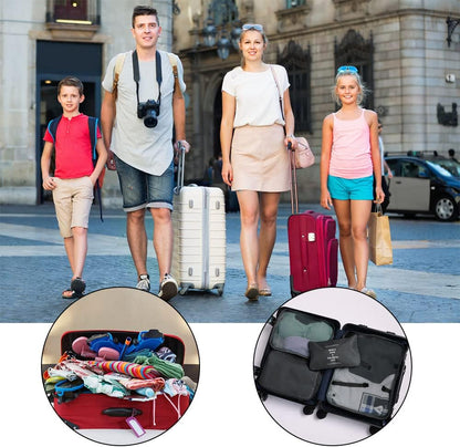 OSDUE Luggage Organizer, 6 Pieces Travel Cube System, Separators Travel Pouches, Travel Organizers, Clothing Underwear Footwear Organizers Sacks Storage Suitcase Set, Black-6pcs