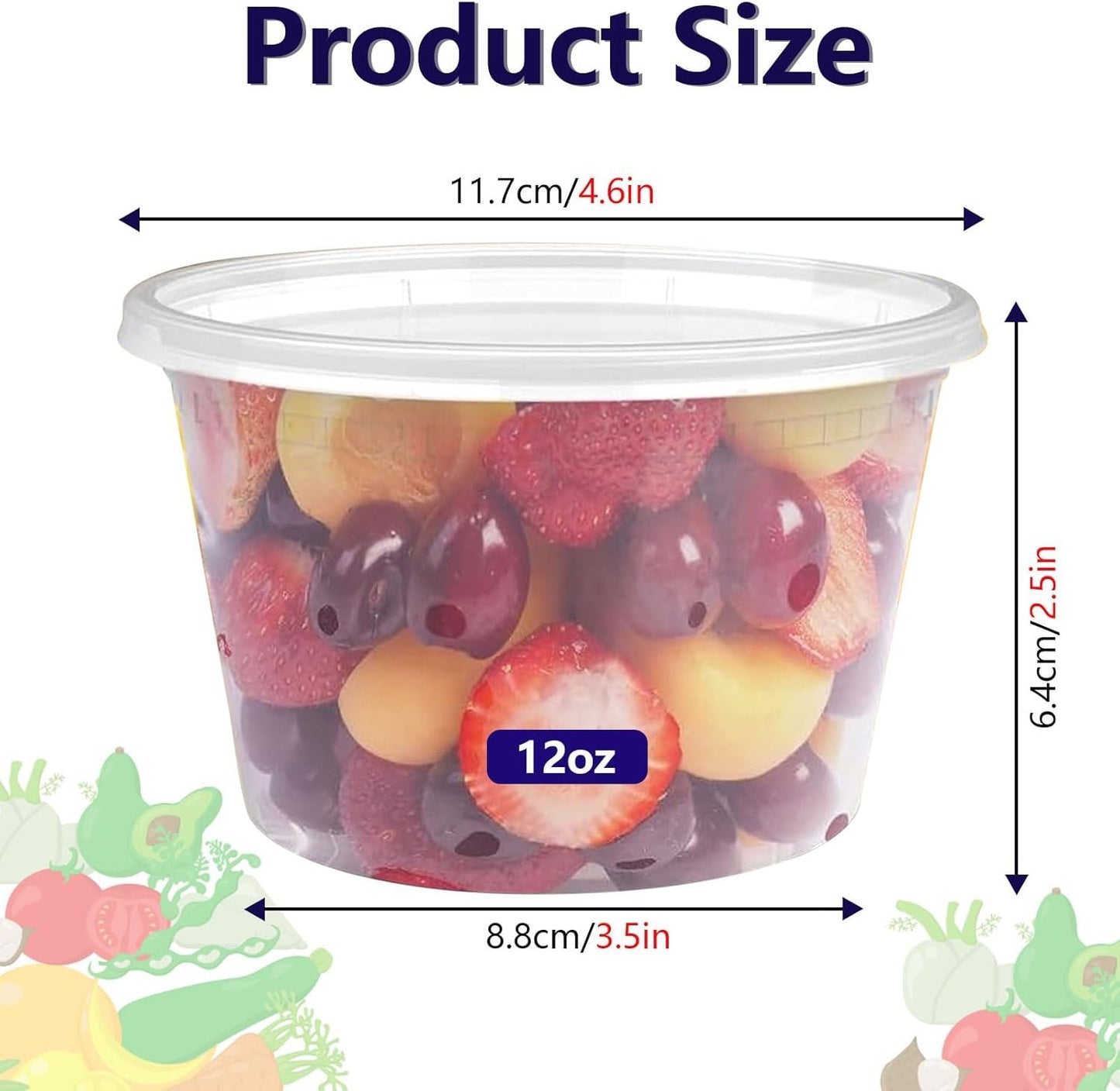 60-Pack 12 oz Plastic Food Storage Containers with Airtight Lids, Microwave, Freezer & Dishwasher Safe,Stackable,BPA-Free,12 oz Deli Meat Containers with lids for Soups, Sauces, Salads, and Meal Prep