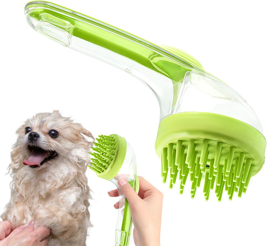 Dog Bath Brush | Dog Grooming Massage Brush with Shampoo Dispenser,Reusable Silicone Bristle Grooming Tool Cat Comb Shower Accessories for Long Short Hair Puppy Kitten
