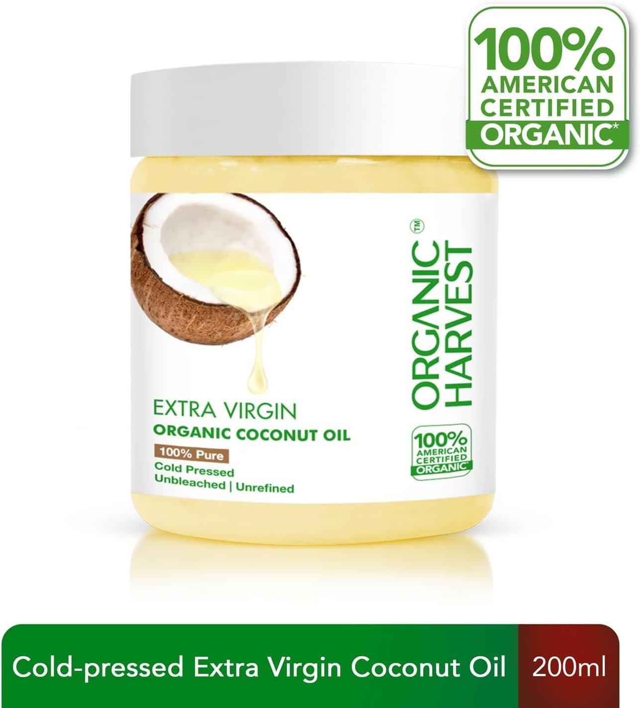 Organic Ha.rvest Extra Virgin Organic Coconut Oil: 100% Pure | For Hair & Skin, Coconut Virgin Oil for Baby Massage, 100% American Certified Organic, Paraben & Sulphate-free, 200ml