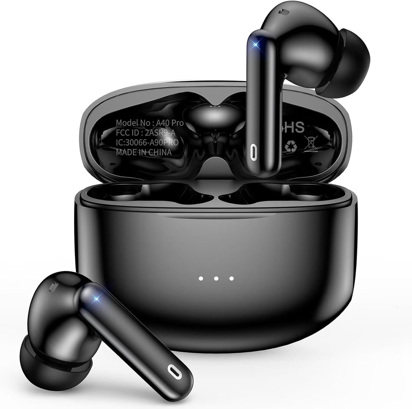 HKERR Bluetooth Headphones True Wireless Earbuds with Charging Case 50H Playback LED Power Display Earphones IPX7 Waterproof in-Ear Headphones with Mic for Laptop Pad Phones Sports Workout