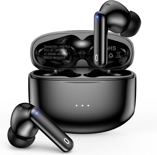 HKERR Bluetooth Headphones True Wireless Earbuds with Charging Case 50H Playback LED Power Display Earphones IPX7 Waterproof in-Ear Headphones with Mic for Laptop Pad Phones Sports Workout