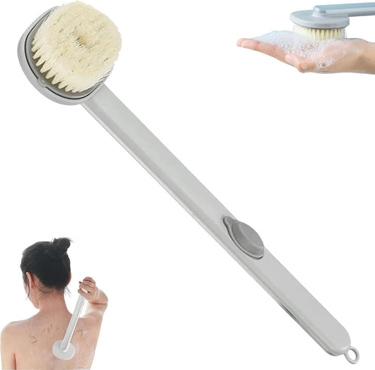 Long Handle Bath Massage Cleaning Brush, Removable Soap Dispenser Bath Brush, Long Handle Back Shower Bath Soap Dispenser Massage Cleaning Brush, Family Essentials (Gray)