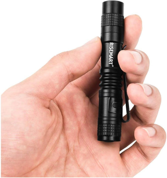 RISEMART Super Small Mini Flashlight AAA CREE XPE-R3 100 Lumens Ultra Bright LED Pen light Pocket Clip Tactical Torch Lamp(3.5")