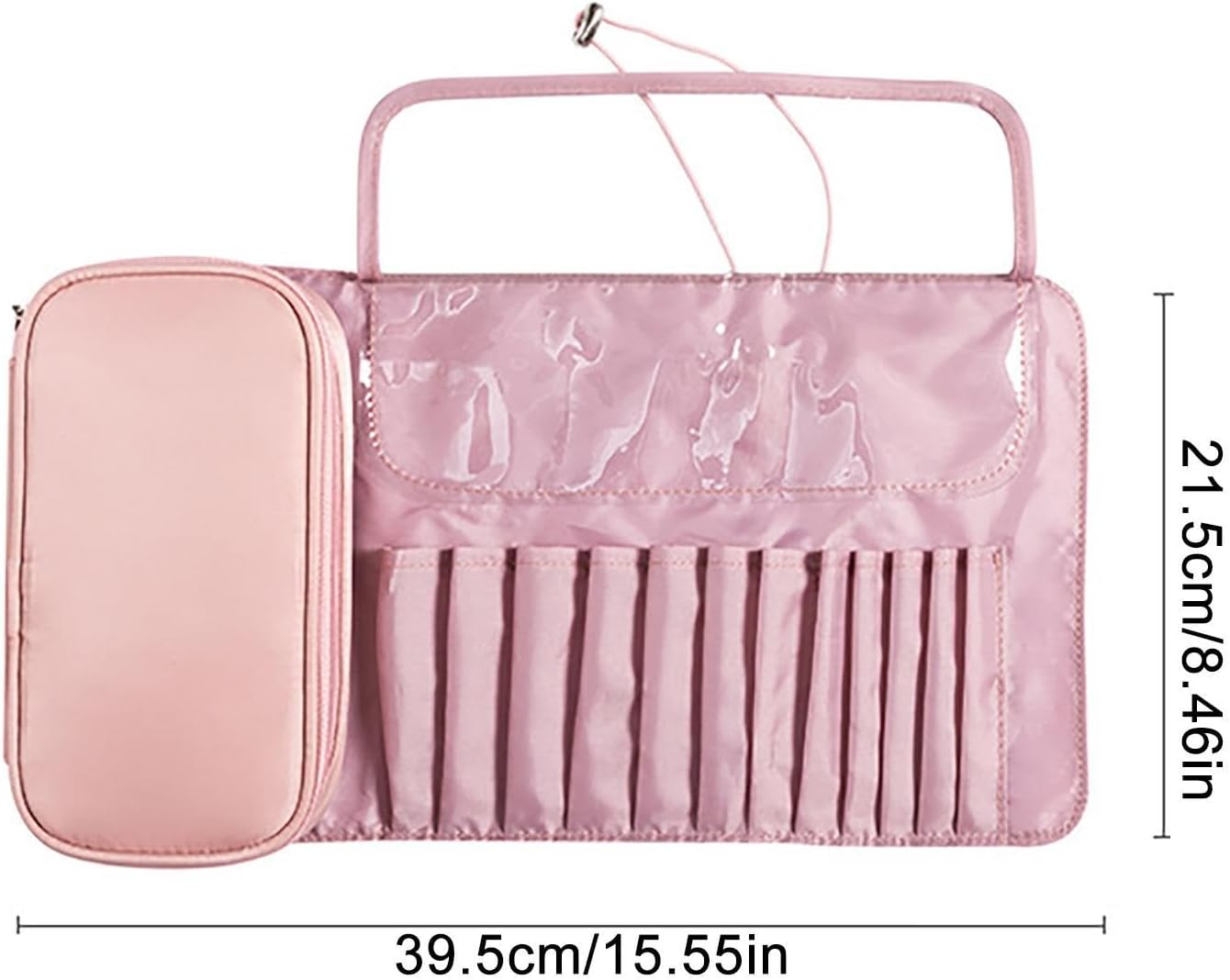 Travel Makeup Brush Organizer - Roll Up Brush Case, Portable Makeup Brush Holder | Makeup Brush Case, Compact Brush Holder, Essential Pe Accessory, pink, Please refer to description