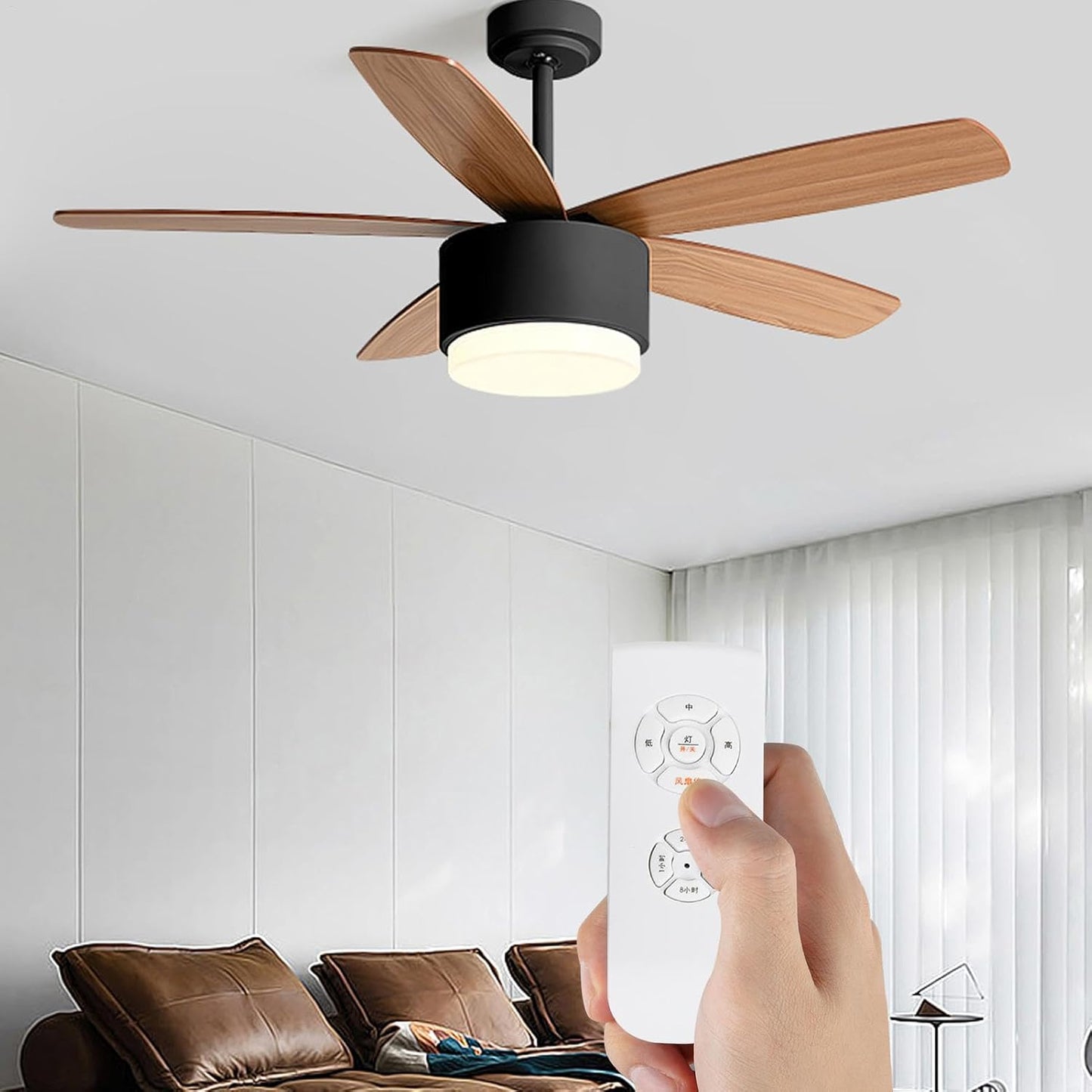 Ceiling Fan Remote Control, Small Size Remote Control and Receiver for Ceiling Fan and Lamp, Adjustable Wind Speed Transmitter, 3-Speed Fan Controller with Timer, Light Control for Home Use