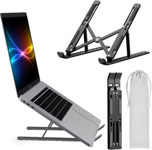 Laptop Stand Kamoon Portable Adjustable Tablet Computer Stand Aluminum Alloy Folding Laptop Stand Compatible MacBook Air Pro, HP More 10-15.6" Laptops & Tablet(Black)