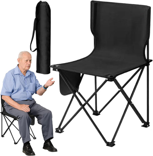 Folding Chair, Fishing Seat for Adults, Portable Camping Gear, Travel Beach Picnic Chair, 286 LBS Support, 14.57x14.57x22.83 Inches Includes Storage Bag, Ideal for Outdoor Events