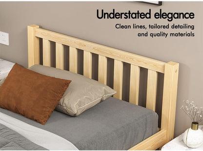 ALFORDSON Bed Frame Single Size Wooden Bed Base with Solid Wood Pine Timber Slats, Mattress Base Platform Support, Oak Bed Foundation with Storage Space, Fenella Series Home Bedroom Furniture