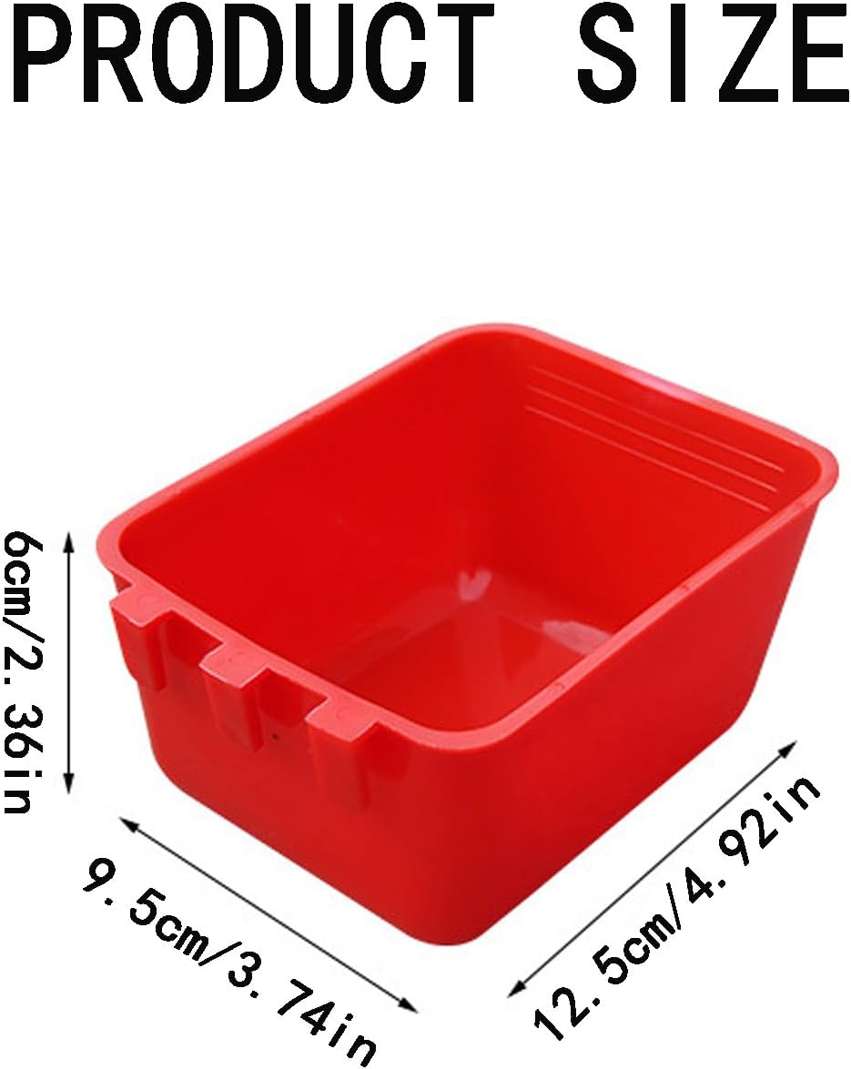 TJHypenete 6PCS Bird Cage Cups, Chicken Feeder Water Cups, Plastic Bird Coop Trough, Chicken Coop Hanging Feeding Cup, Wire Cage Supplies, Small Animal Feeder Bowl for Gamefowl Parrot Parakeet Poultry