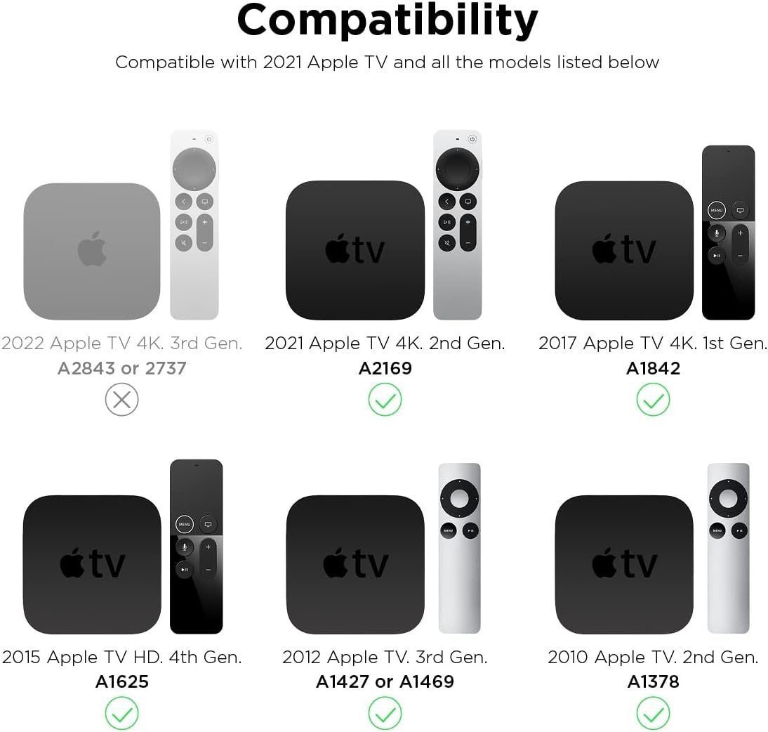 elago Apple TV Mount - Easy Installation : Magnet/Screw/Strap, Premium Silicone - Compatible with Apple TV 4K (2021) / HD and All Models [Not Compatible with Apple TV (2022)]
