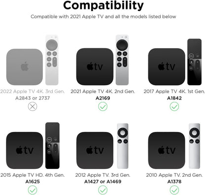 elago Apple TV Mount - Easy Installation : Magnet/Screw/Strap, Premium Silicone - Compatible with Apple TV 4K (2021) / HD and All Models [Not Compatible with Apple TV (2022)]