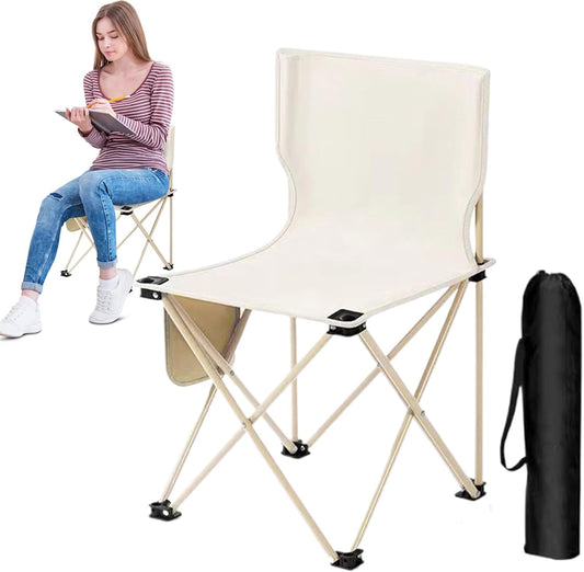 Foldable Camping Chair, Portable Beach Chair, 14.57 x 14.57 x 22.83 inches Compact Outdoor Travel Gear with Storage Bag, Lightweight Folding Seat for Picnic, Hiking, Backpacking