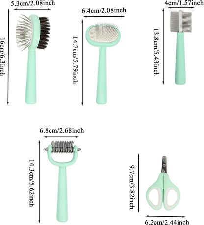 Pet Grooming Kit, Pets Grooming Set, Portable Multifunctional Detailing Tool Set, Essential for Bathing, Shedding, Trimming, Indoor Cleaning, Ideal for Kitten, Puppy Care Routines