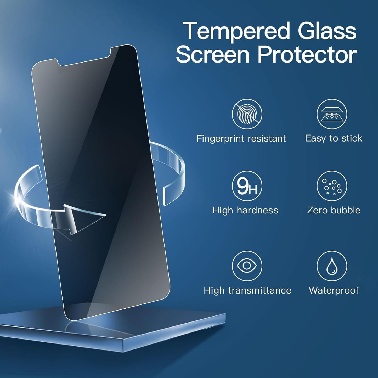 NEW'C 3 Pack Privacy Screen Protector for iPhone 11 Pro Max, iPhone XS Max (6.5"), Balanced 35-Degree Privacy Angle with Eye Protection, Ultra Durable 9H Hardness, Bubble-Free