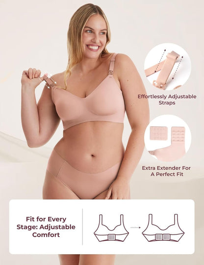 Momcozy Nursing Bras for Breastfeeding, Seamless Ultra Comfort Maternity Bra, Natural Shape, Pregnancy Sleep Bralette