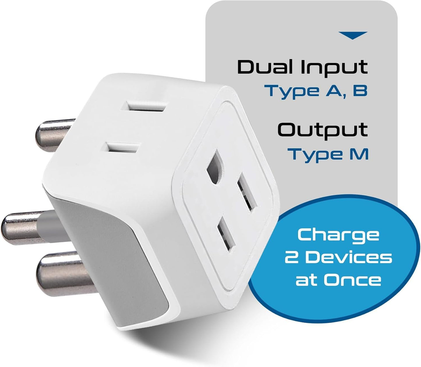 Ceptics Canada to South Africa, Botswana, Namibia Travel Adapter (Type M) - Dual Input - Ultra Compact - Charge your Cell Phone, Laptops, Tablets (CT-10L, 3 Pack)