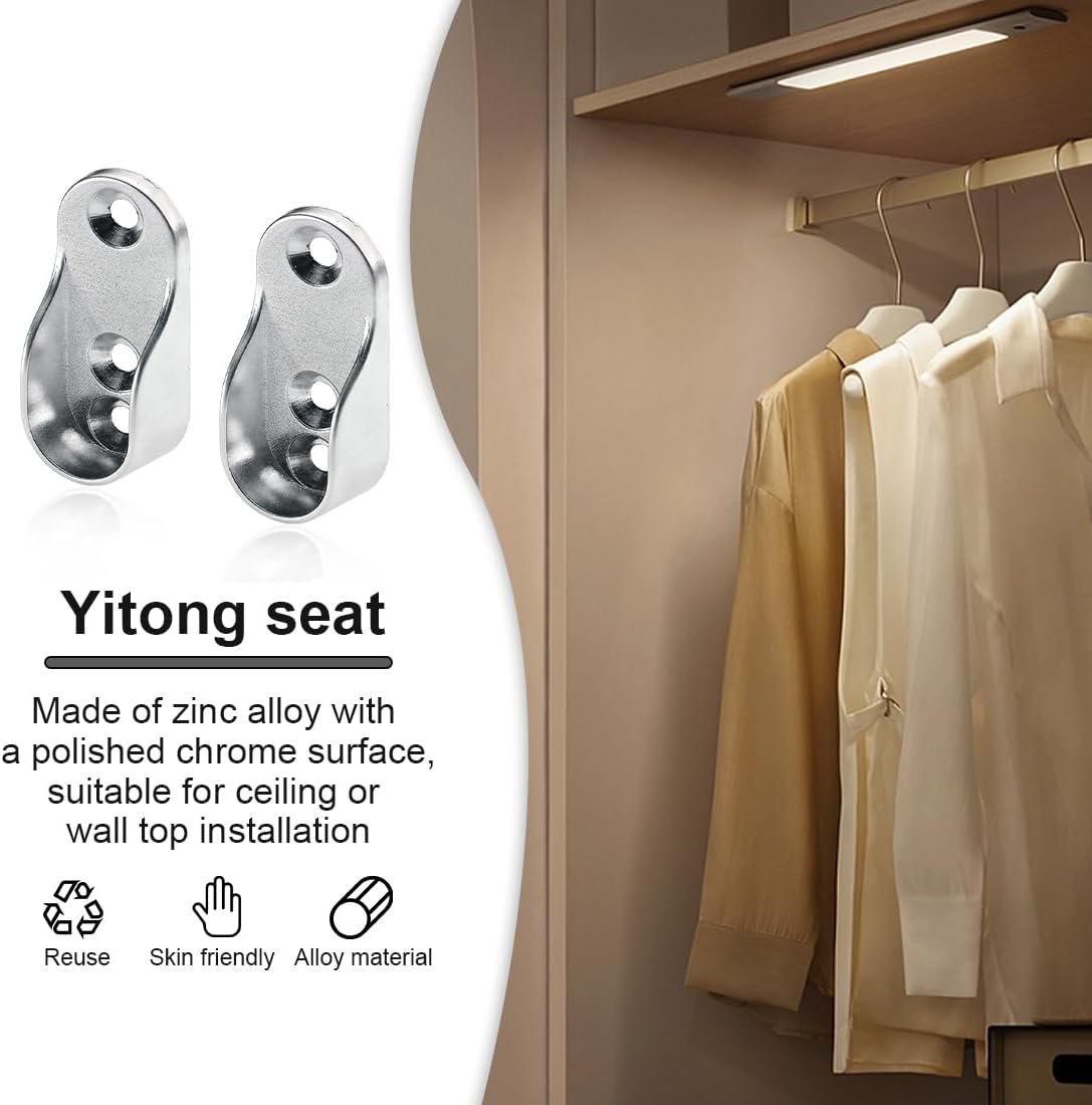 KQNM Pack of 4 Wardrobe Racks, Interior Wardrobe Accessories, Wardrobe Accessories, Chrome 19.5 x 31.6 mm