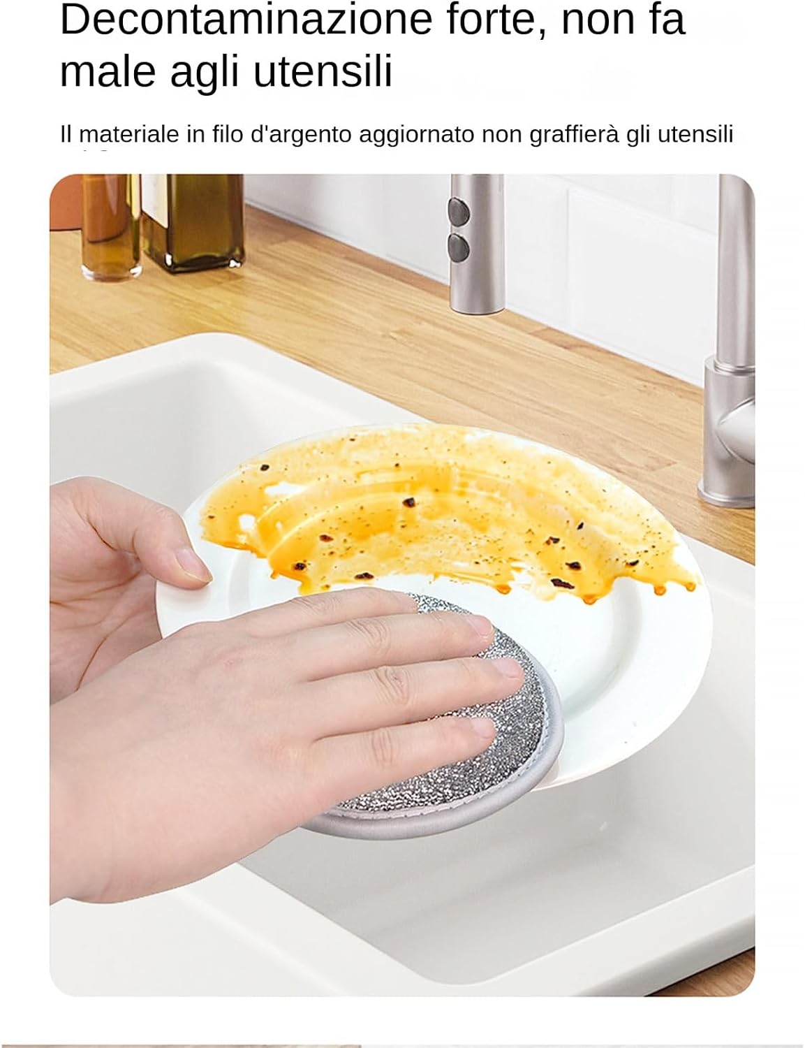 Dish Sponges Kitchen, Steel Wire Reusable Scrub Sponge, 6pcs Multipurpose Cleaning Cloths, Compact Non Scratch Scouring Pads for Tableware, Utensils, Cookware and Sink Cleaning